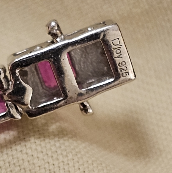 8 inch, Ruby & Zircon Bracelet, 925 Silver, Tongue/Groove Closure, NWT - Picture 7 of 9